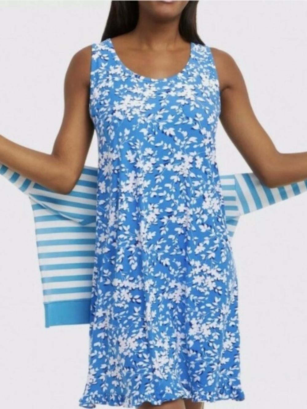 Brand New! Draper James Blue and White Floral ruffle nightie XXL/XXXL